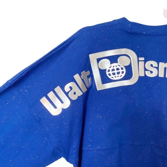 Disney Parks Walt Disney World Wishes Come True Spirit Jersey Blue Glitter Small